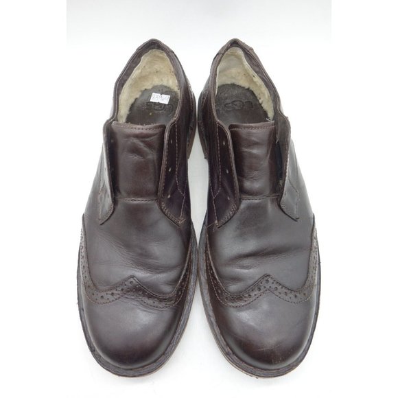 Ugg Dark Brown Leather Faux Fur Lace Up Wingtip Oxfords Shoes Men\'s 10.5 main image 9